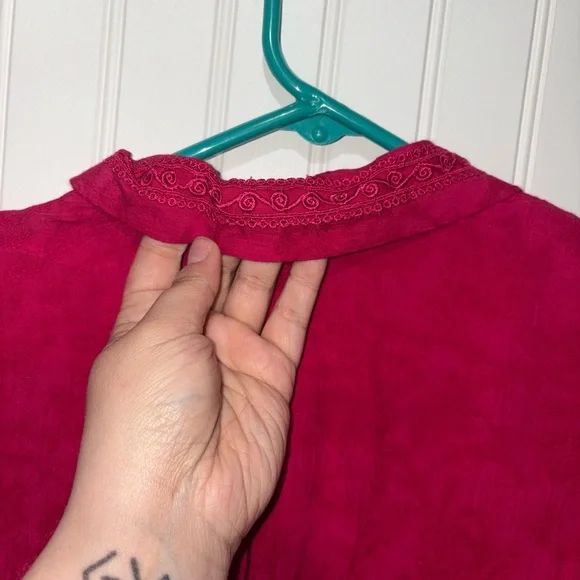 Vintage Karin Stevens Cottagecore Pink Button-Up Top| Size 12 - Picture 6 of 6